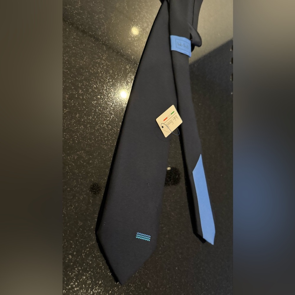 Italo Ferretti elegant custom tie, dark blue, handmade of most precious silk